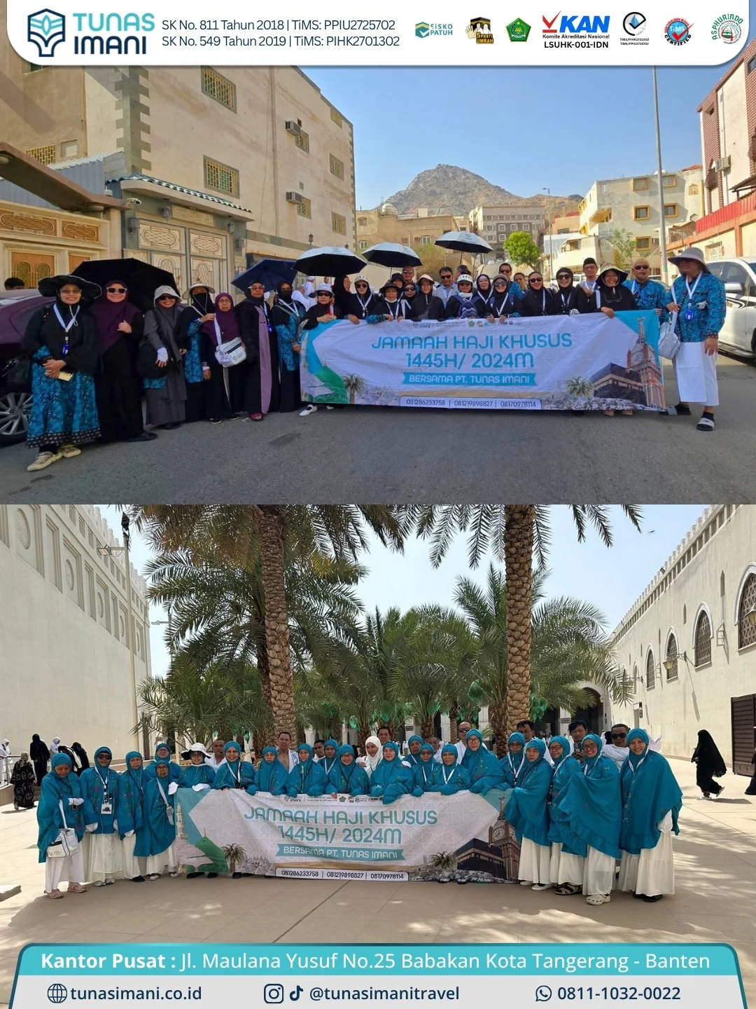 Kolase jamaah Haji Khusus 1445 H Tunas Imani di Makkah