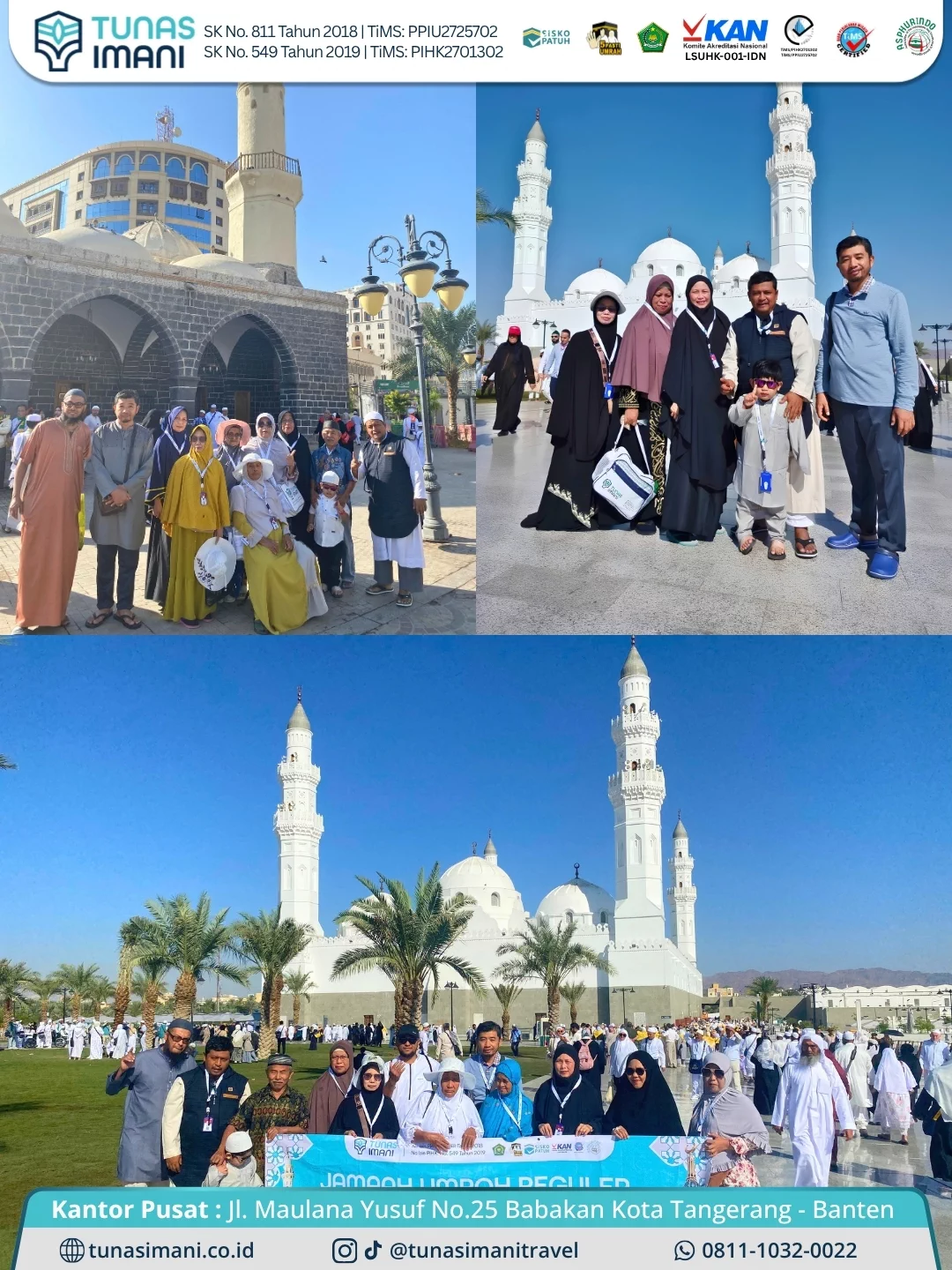 Kolase jamaah Umroh Tunas Imani di Masjid Quba Madinah
